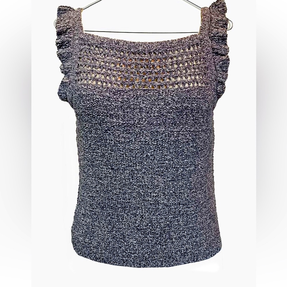 Madewell Ruffled Crochet Sweater Tank - Marbled Blue - NWT